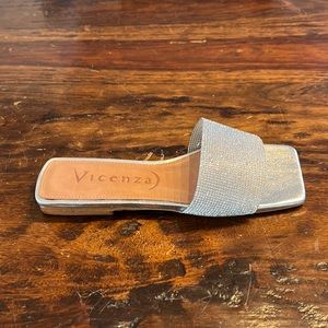 Anthropologie Vicenza Metallic Slide Sandals Size 36